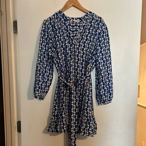 Zara Blue and White Wave Pattern Dress